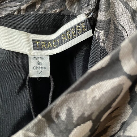 NWT Tracy Reese Silver And Black Rose Print Ballerina Slip Dress in Women's 12 - Picture 3 of 12